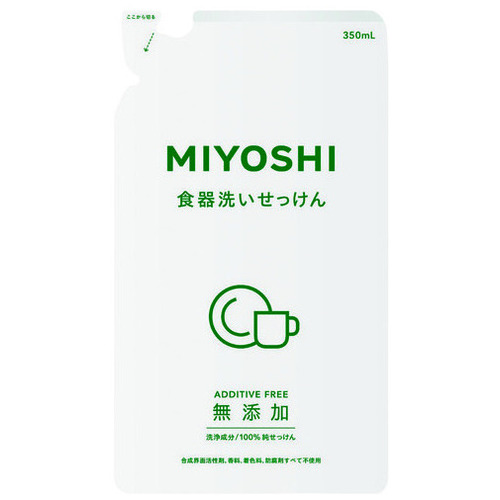 ミヨシ石鹸 無添加食器洗いせっけん詰替用350ml 1袋（ご注文単位1袋）【直送品】