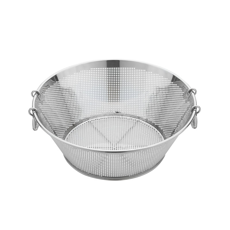 UK18-8パンチング 揚げザル 平底 51cm (角穴) 1個（ご注文単位1個）【直送品】