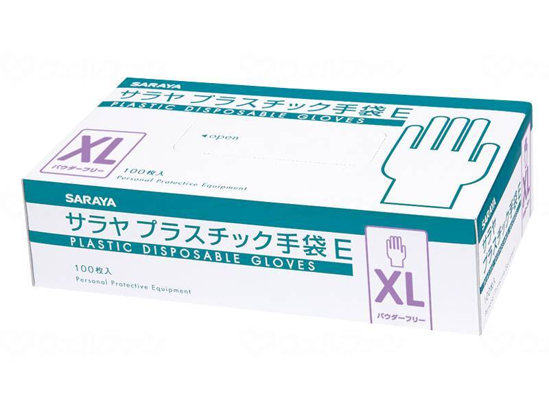 ウェルファン サラヤ プラスチック手袋E(粉なし)100枚入/箱/XL 1個（ご注文単位1個）【直送品】