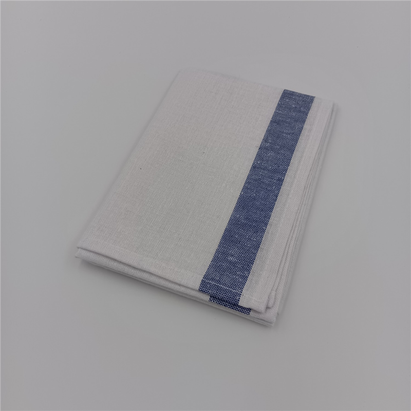 アベイチ 綿麻ふきん ライン柄(青) 個包装 CC2501-100 100枚/箱(ご注文単位1箱)【直送品】