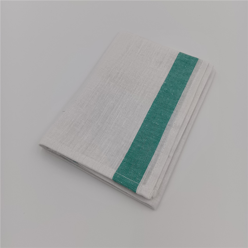 アベイチ 綿麻ふきん ライン柄(緑) 個包装 CC2501-100 100枚/箱(ご注文単位1箱)【直送品】
