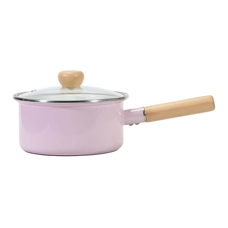 中山福 ソースパン カリーノ IH対応 ガラス蓋付 18cm ピンク NQ-0112 1個(ご注文単位1個)【直送品】