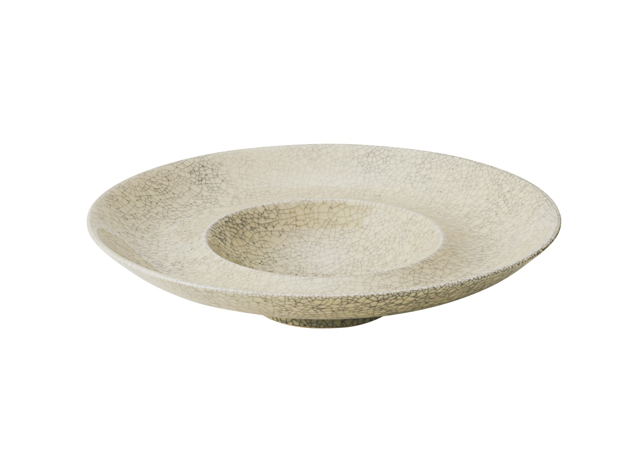 丸モ高木陶器 アイボリー貫入28cmリムスープ 5A126-07 1個（ご注文単位1個）【直送品】