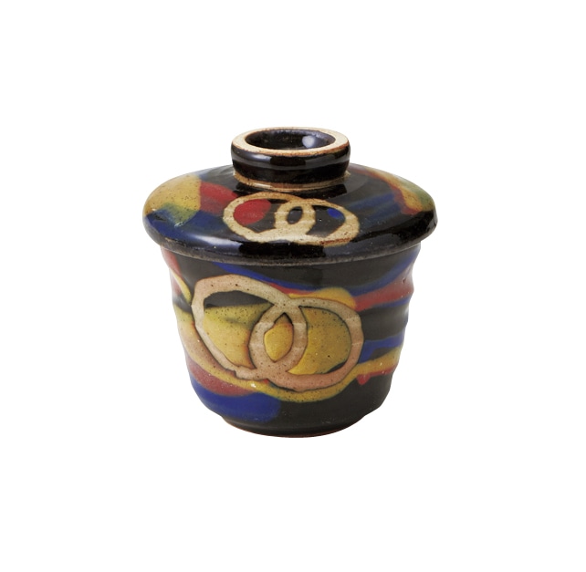 丸モ高木陶器 釉三彩蒸し碗 5A108-25 1個（ご注文単位1個）【直送品】