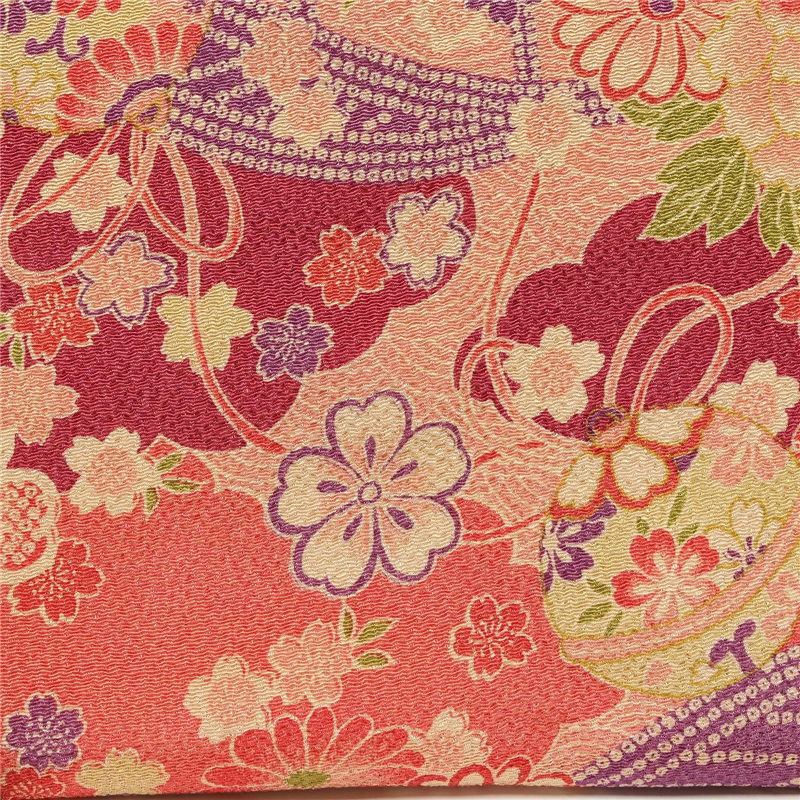 日本紐釦貿易 ちりめん 金彩 椿柄 赤 巾約70cm×9ｍ切売カット DS03-02-9M 1枚（ご注文単位1枚）【直送品】