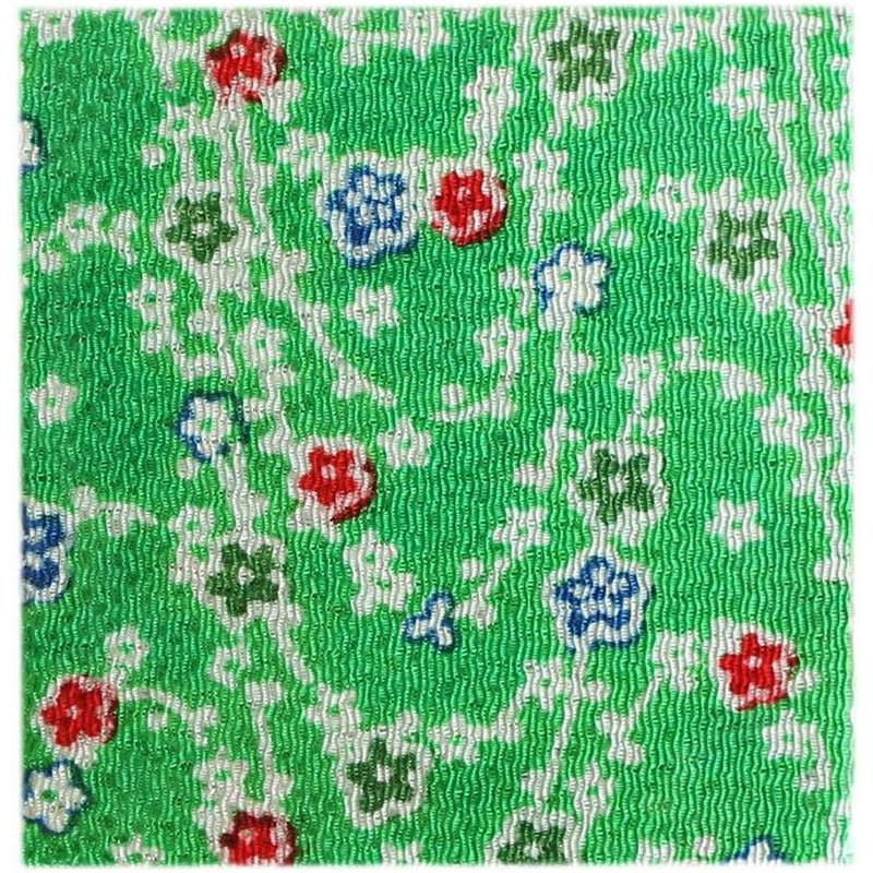 日本紐釦貿易 ちりめん 友禅 花柄 緑 巾約70cm×9ｍ切売カット 1枚（ご注文単位1枚）【直送品】