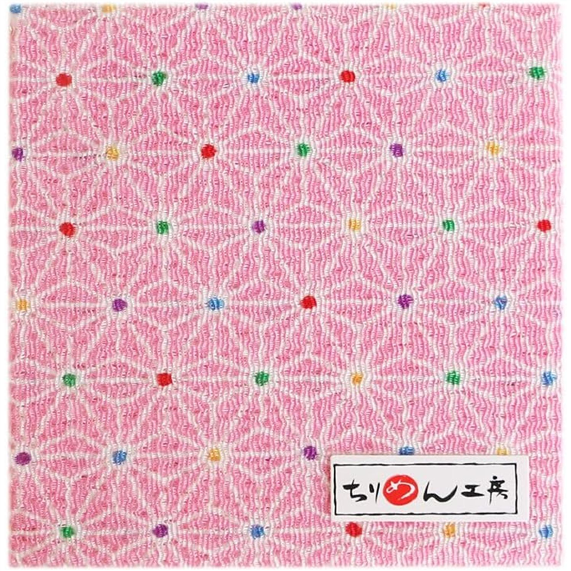 日本紐釦貿易 ちりめん 友禅 麻の葉 ピンク 巾約70cm×8ｍ切売カット 1枚（ご注文単位1枚）【直送品】