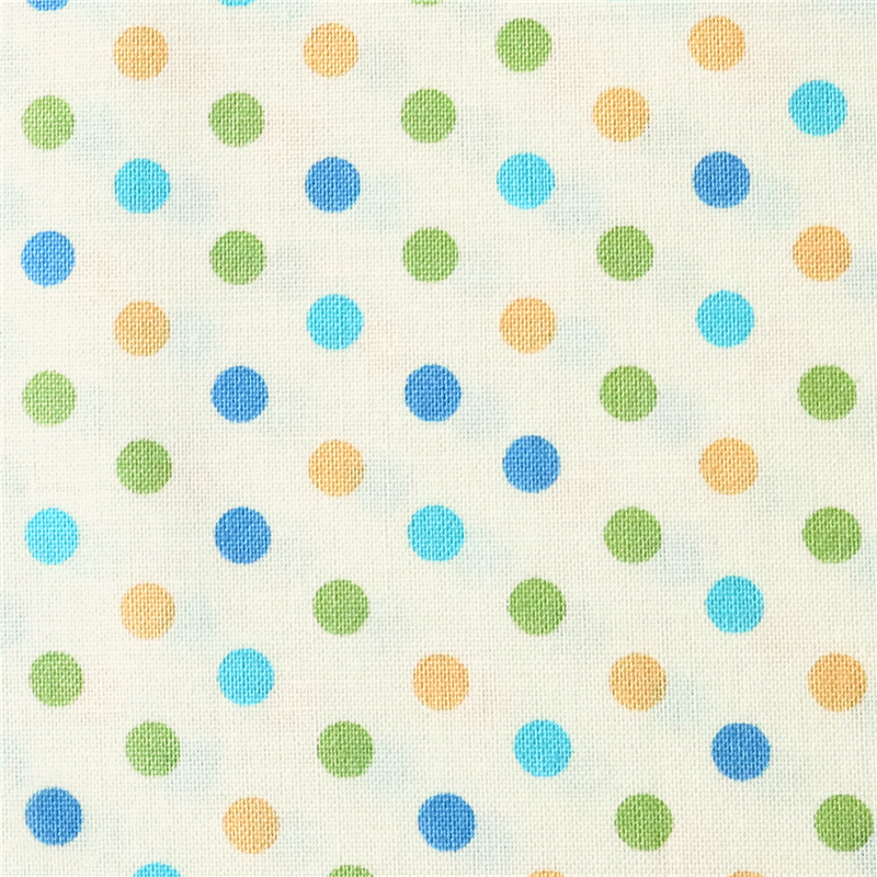 日本紐釦貿易 Happy Sweet Collection ドット スケア プリント生地 巾約110cm カラフル×生成 1mカット HS1284-9-1M 1枚(ご注文単位1枚)【直送品】
