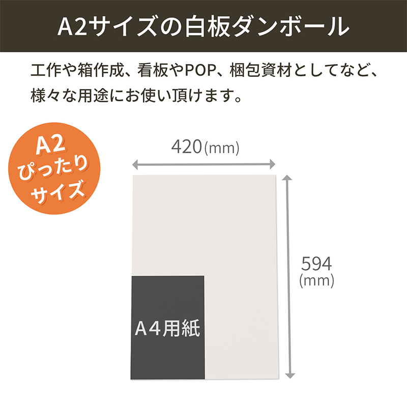 板ダンボール 片面白 A2 594×420mm 20枚入 1セット(ご注文単位1セット)【直送品】