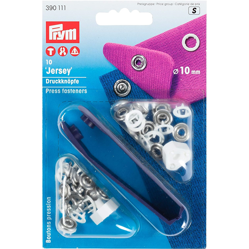 日本紐釦貿易 プリム(Prym) スナップボタン Jersey リング型 φ10mm 10組入 ホワイト 390111 （ご注文単位1個）【直送品】