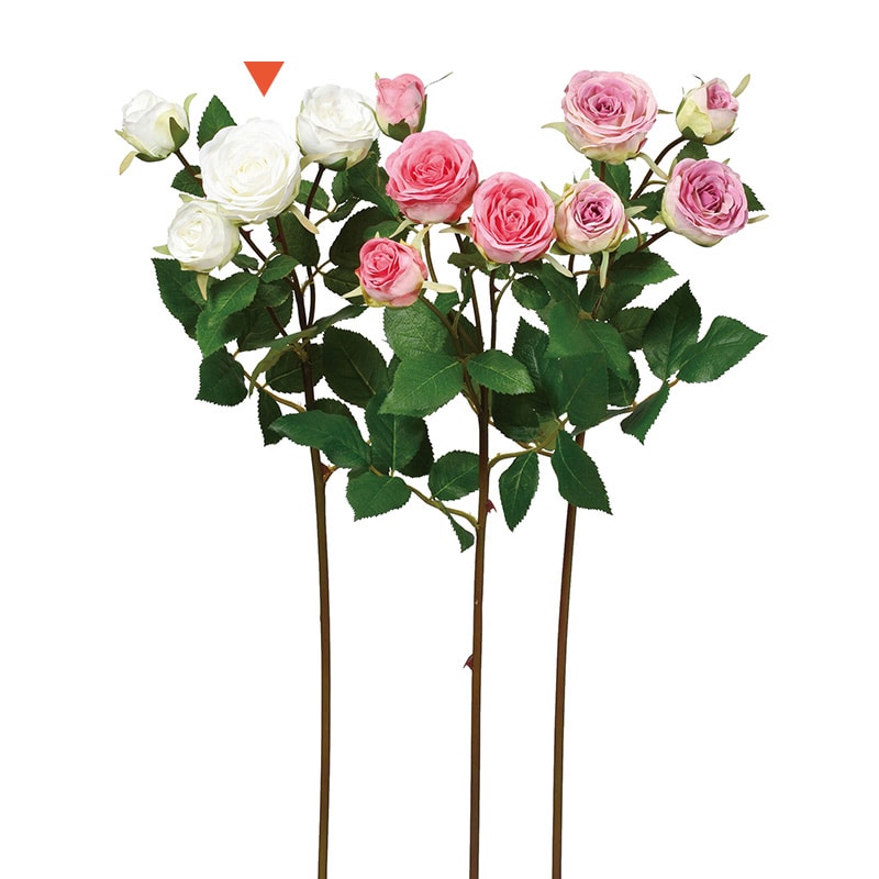 アスカ商会 造花 A-32575　ローズ×4 #001　ホワイト 1本（ご注文単位1本）【直送品】