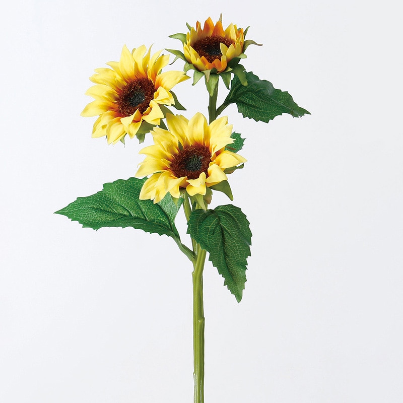 アスカ商会 造花 A-32653 サンフラワー×3 #010 イエロ- 1本(ご注文単位1本)【直送品】