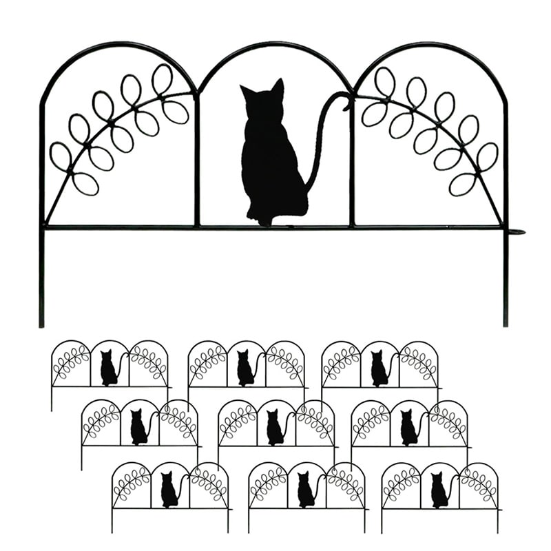 住まいスタイル アイアンフェンス ミニ 猫 10枚組 ブラック NK7238-10P-BLK 1セット(ご注文単位1セット)【直送品】