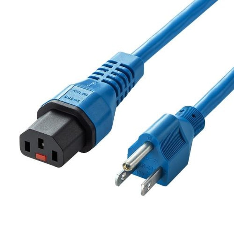 エスコ EA764CD-67 125V/12Ax1m電源コード(コンセント-PC接続/抜止青 1個（ご注文単位1個）【直送品】