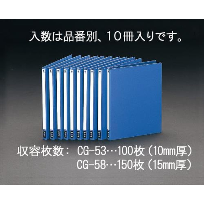 エスコ EA762CG-58 A4ホックルファイル(10冊) 1個(ご注文単位1個)【直送品】