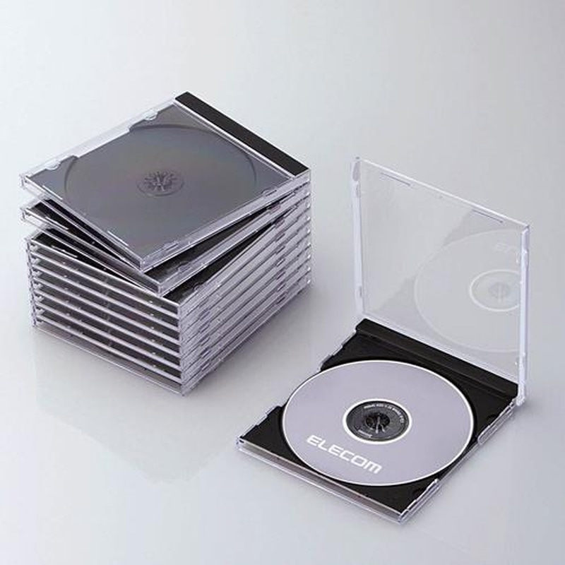 エスコ EA759GR-10A CD/DVD用プラスチックケース(ブラック/10枚) 1個(ご注文単位1個)【直送品】