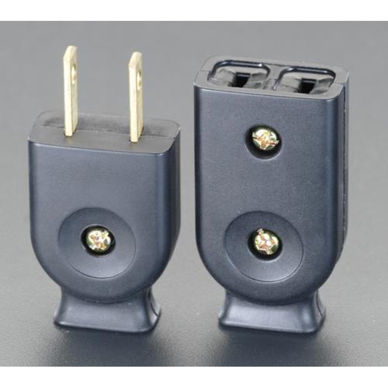 エスコ EA940C-12B AC125V/15A平型コネクターセット(黒) 1個(ご注文単位1個)【直送品】