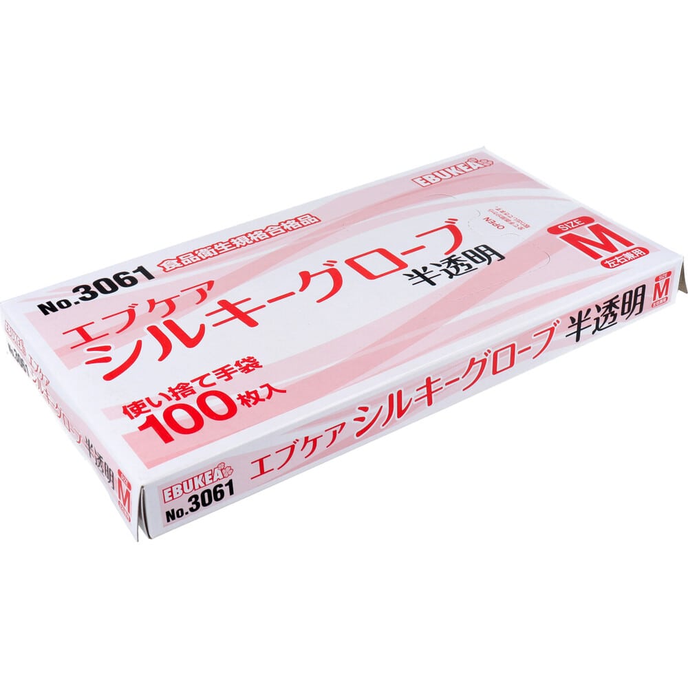 エブノ ポリ手袋　エブケアシルキーグローブ　No.3061 半透明　箱入　M 140773 　6000枚/箱（ご注文単位1箱）【直送品】