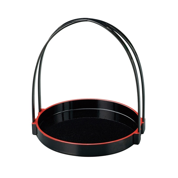 福井クラフト 手提珍味盛器 5寸ドーム手提カスター盆 黒パール天朱 55008800 1個(ご注文単位1個)【直送品】