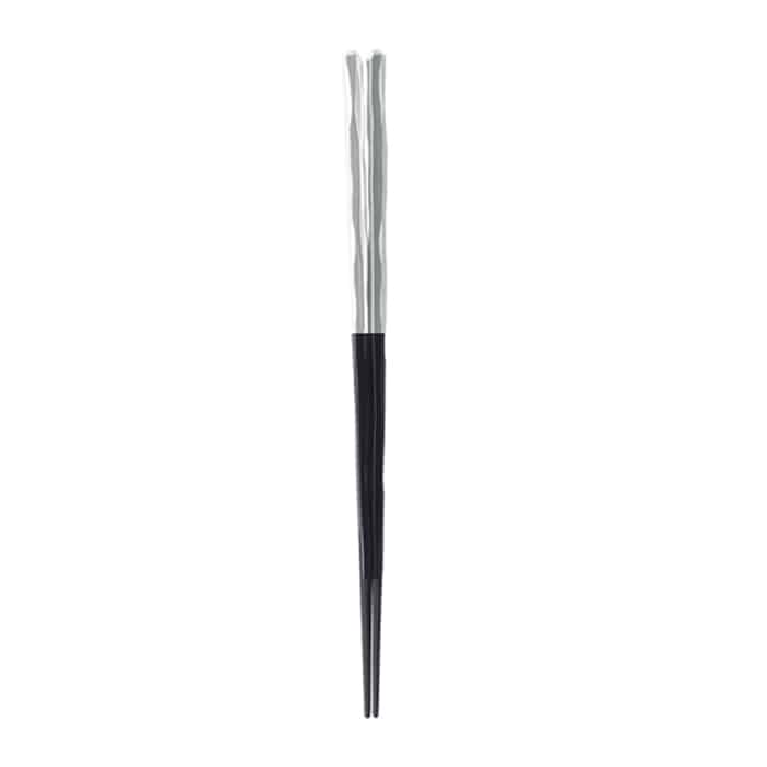 福井クラフト 細身六角一刀彫箸　23.5cm 黒／銀 90023085 1組（ご注文単位1組）【直送品】