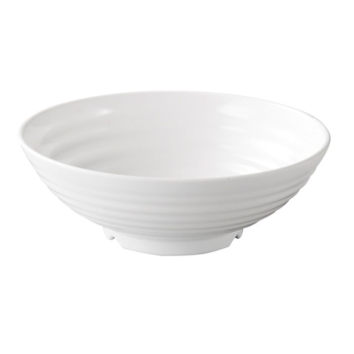 福井クラフト メラミン製　羽衣千筋麺鉢　φ19.0cm 白グロス 51025260 1個（ご注文単位1個）【直送品】