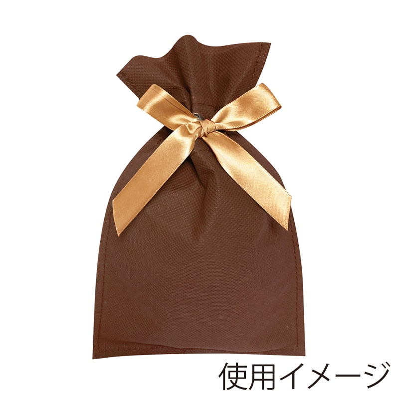 エスパック 不織布リボン付ギフトバッグ SS ブラウン 10枚/袋（ご注文単位1袋)【直送品】