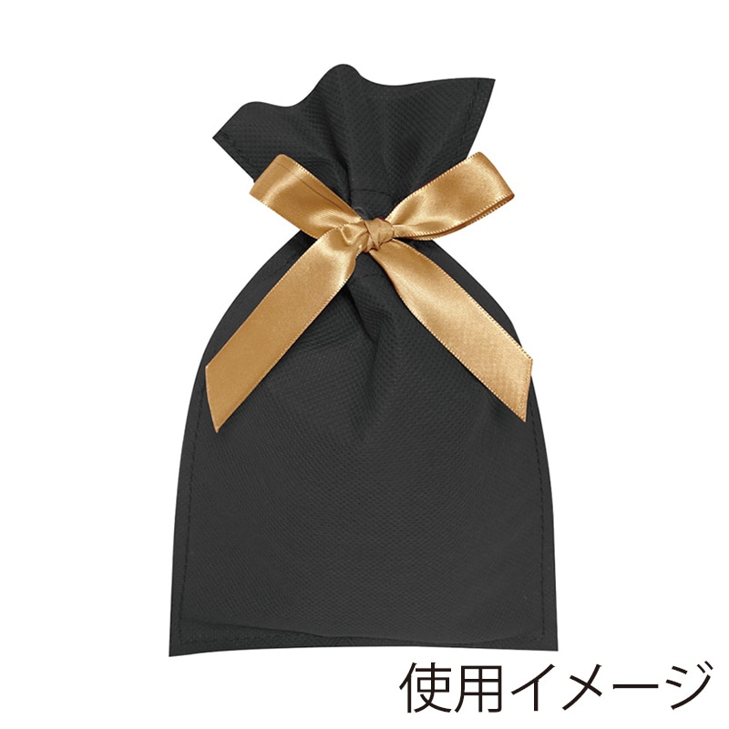 エスパック 不織布リボン付ギフトバッグ SS ブラック 10枚/袋（ご注文単位1袋)【直送品】