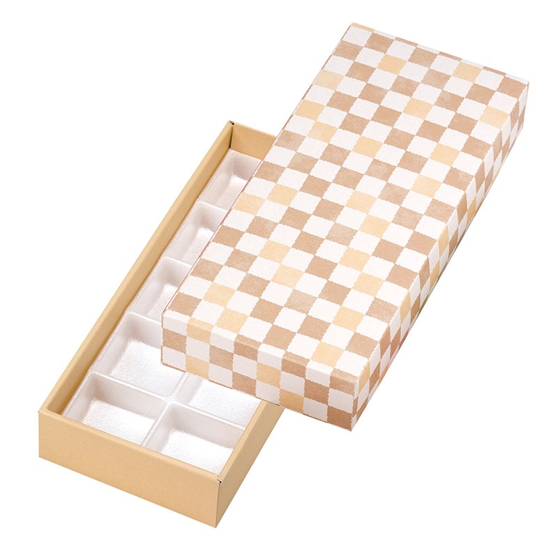 ヤマニパッケージ 和菓子箱　格子　トレー付 うすちゃ色　10ヶ入 19-105UB 100個/束（ご注文単位2束）【直送品】