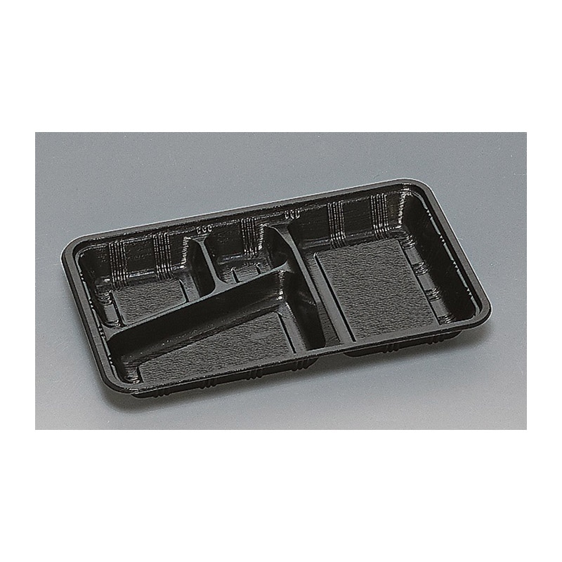 福助工業 弁当容器 本体 LC-625 黒 50枚/束(ご注文単位8束)【直送品】