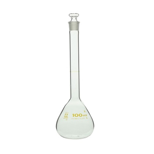 柴田メスフラスコ ガラス製 茶目盛100ml 020060-100 1本(ご注文単位1本)【直送品】