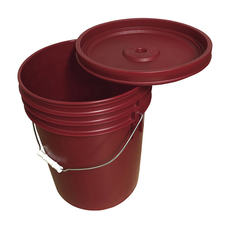 トスロン丸型容器 蓋付 20L 101-60108 赤 1個(ご注文単位1個)【直送品】