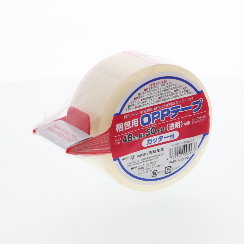 清和産業 梱包用OPPテープ 中厚：65ミクロン　幅48mm×50m  1巻（ご注文単位50巻）【直送品】