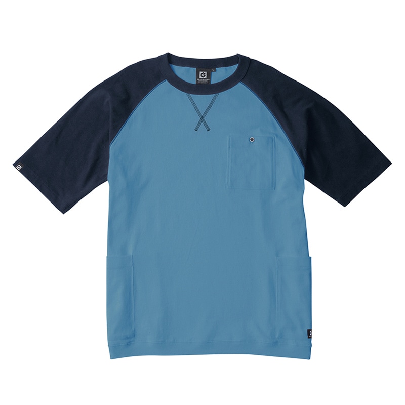 コーコス信岡 5ポケット半袖Tシャツ G-947 ネイビー×サーフブルー LL 1枚（ご注文単位1枚）【直送品】