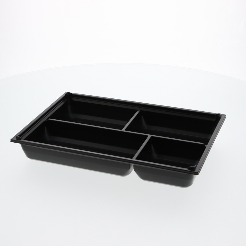 アクタ 弁当容器 ワン折重(ソコ) 90×60 J-4 黒 25枚/袋