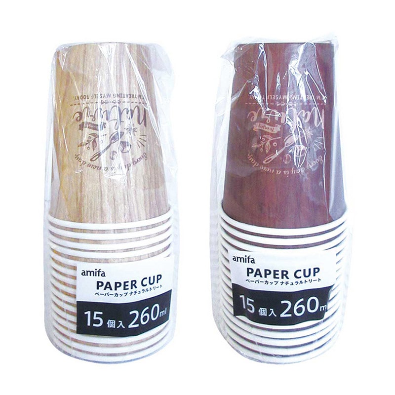 アミファ ペーパーカップ 260ml 15枚入 ナチュラルトリート 1束(ご注文単位150束)【直送品】