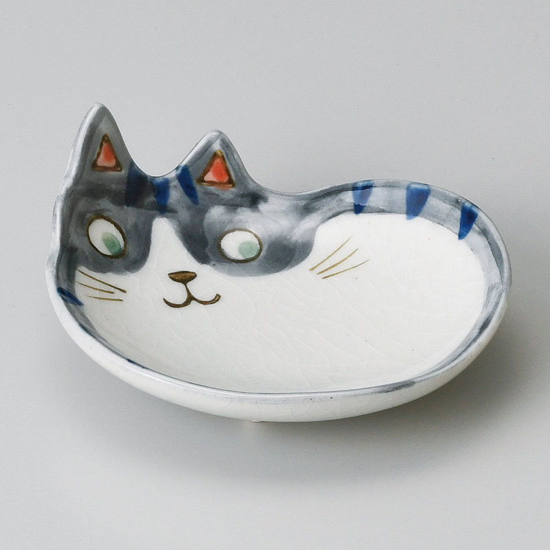 山万 31403-510 猫小皿 青 1個（ご注文単位1個）【直送品】