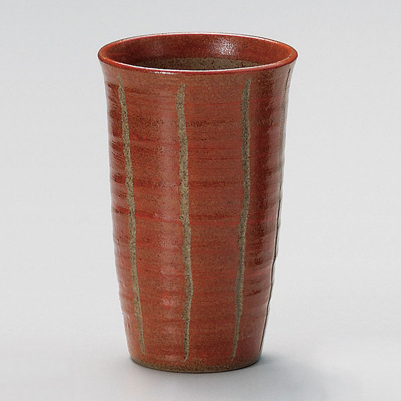 山万 32810-570 彫十草フリーカップ(大)赤 1個(ご注文単位1個)【直送品】