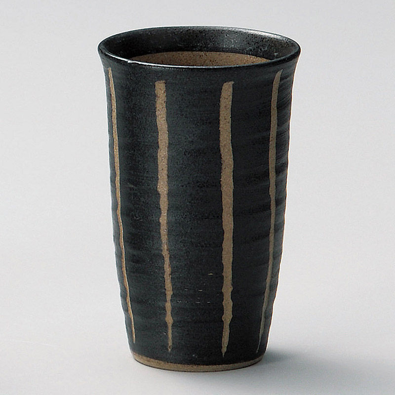 山万 32809-570 彫十草フリーカップ(大)黒 1個(ご注文単位1個)【直送品】