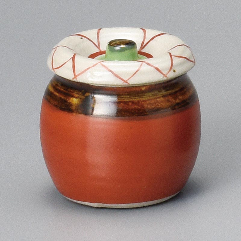 山万 35316-460 花紋ミニツボカット付(赤) 1個（ご注文単位1個）【直送品】