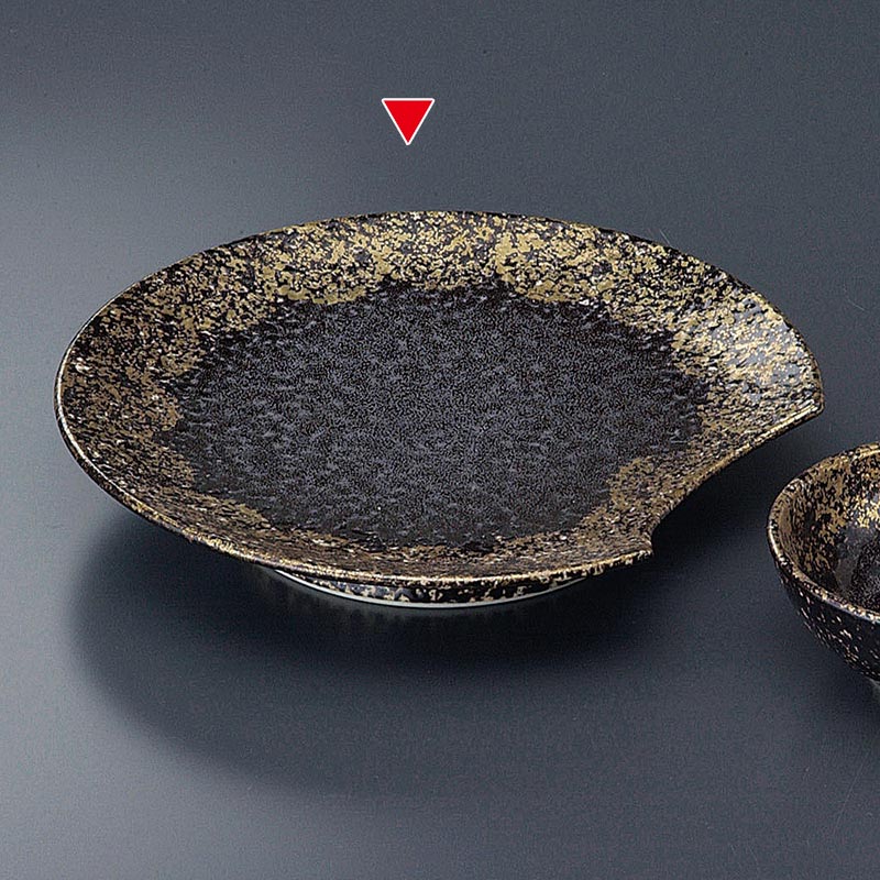 山万 46311-710 鉄砂金タタキ半月天皿(有田焼) 1個(ご注文単位1個)【直送品】