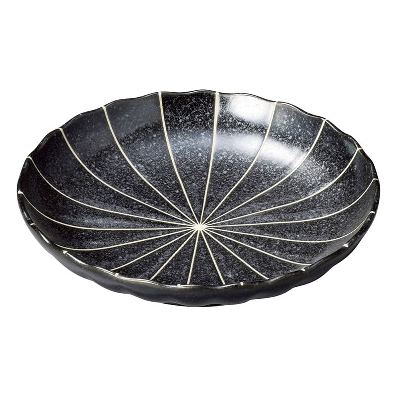 山万 50830-190 十草 (黒マット)菊型5.0皿 1個（ご注文単位1個）【直送品】