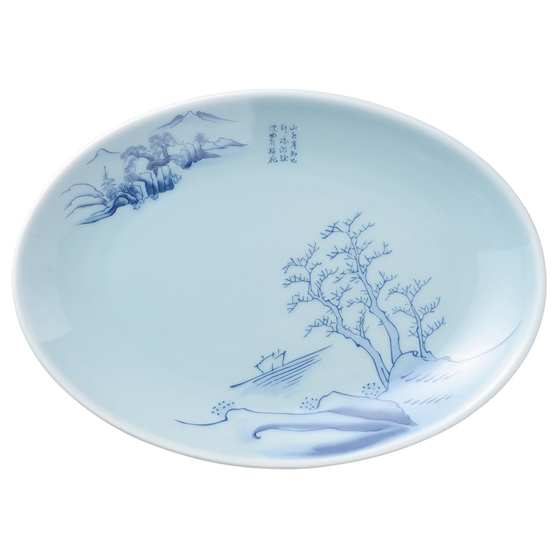 山万 68967-440 青磁上絵山水 9吋メタプラター 1個(ご注文単位1個)【直送品】