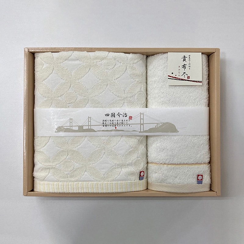 林 今治ギフト 貴布尽4 タオルセット バス×1/ウォッシュ×1 KJ250400 1セット(ご注文単位20セット)【直送品】