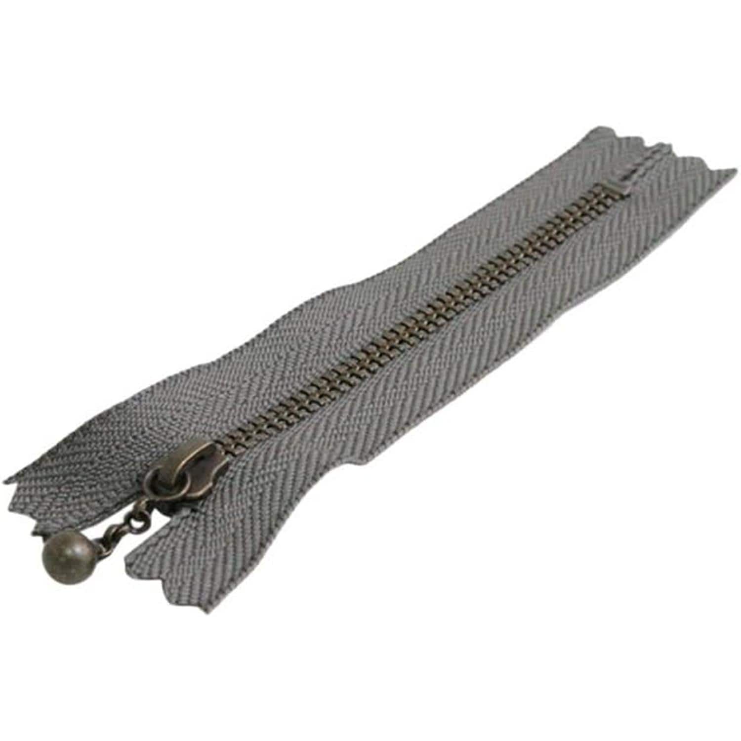 日本紐釦貿易 Y.K.K 玉付ファスナー 12cm 10本入 スモークグレー 3GKB12-860 （ご注文単位1束）【直送品】