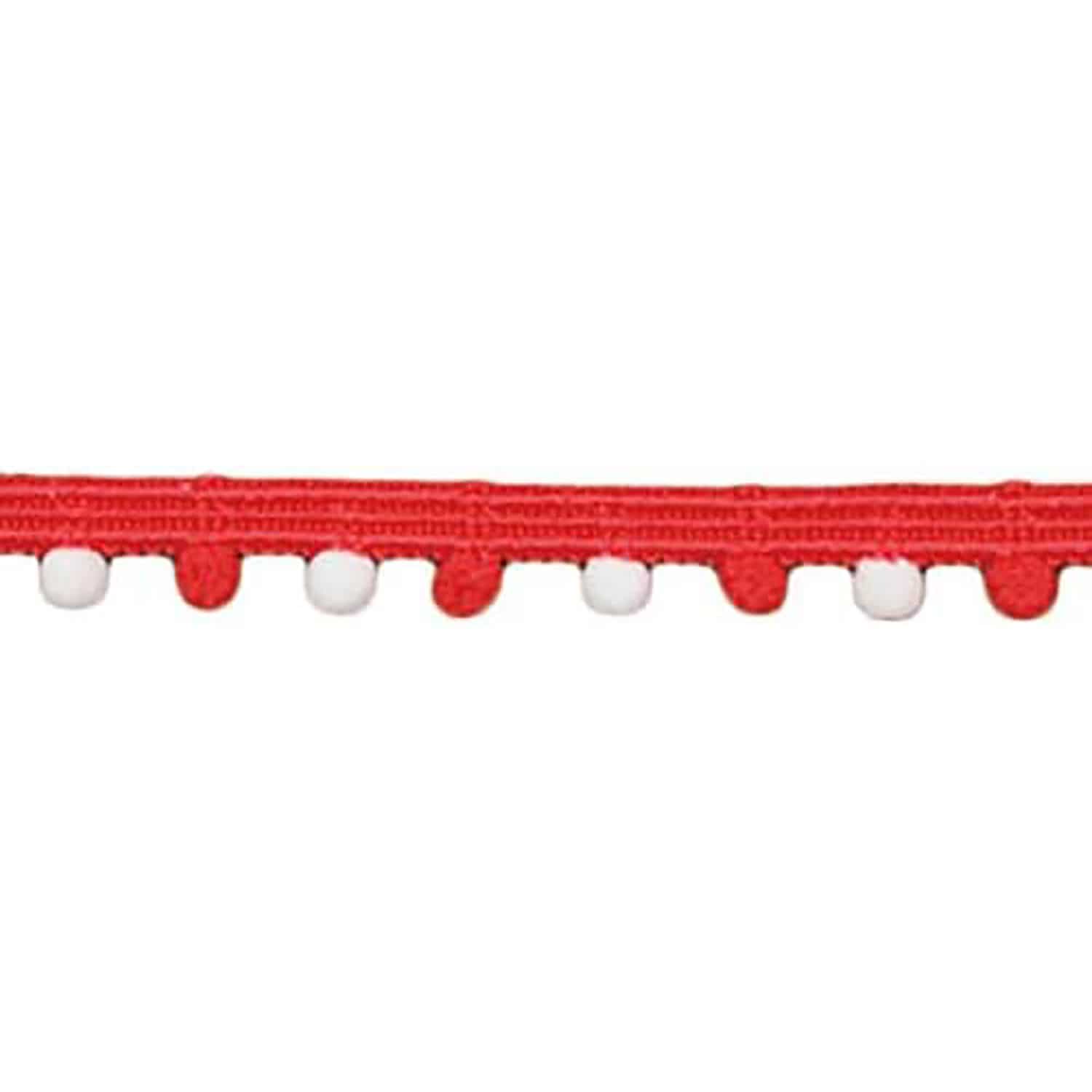 日本紐釦貿易 ツートンプチボンボンブレード 赤×ホワイト 13mm×5m巻 DAI114-93-3 (ご注文単位1巻)【直送品】