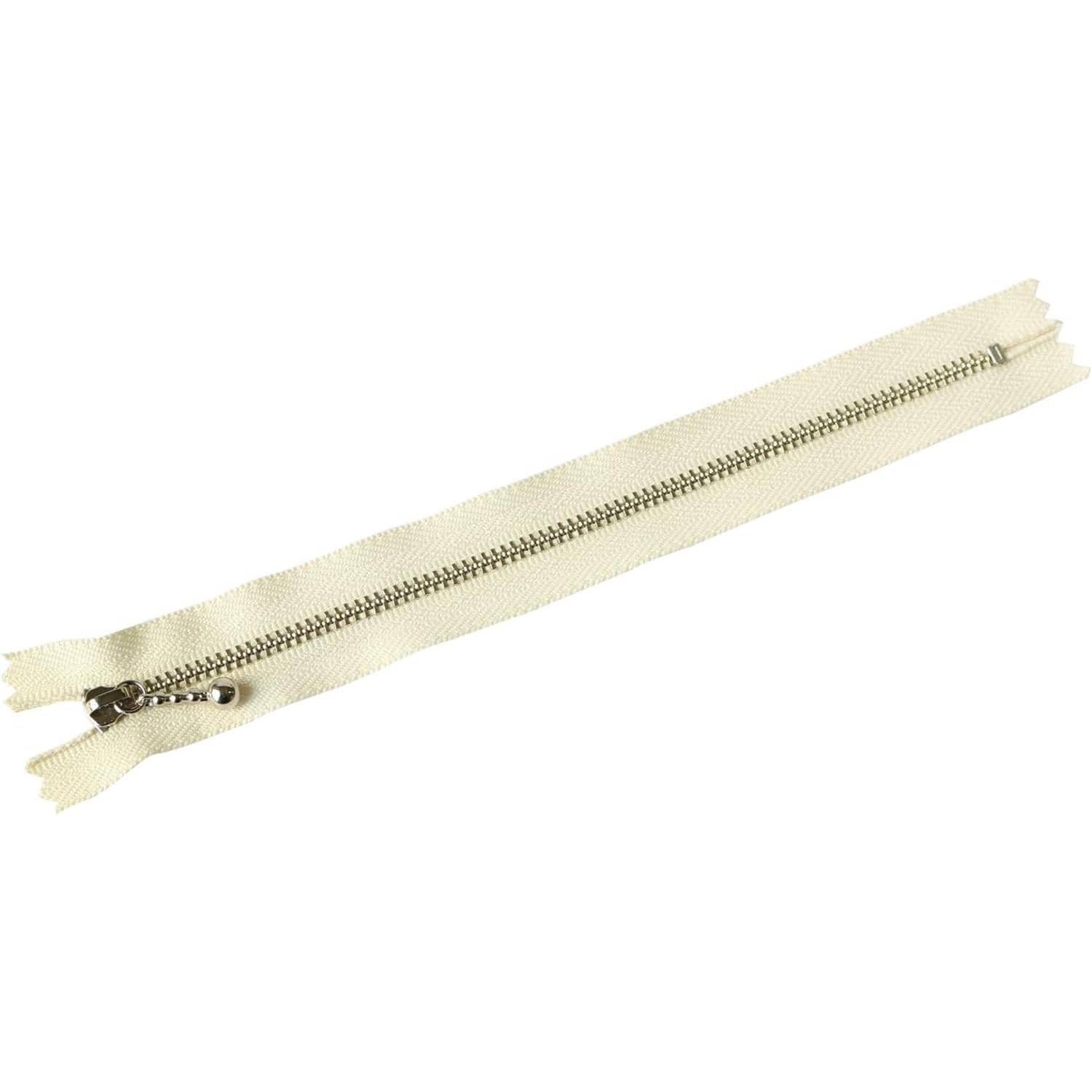 日本紐釦貿易 Y.K.K 玉付きファスナー ニッケル 生成 20cm 同色10本 3N20-801 (ご注文単位1束)【直送品】