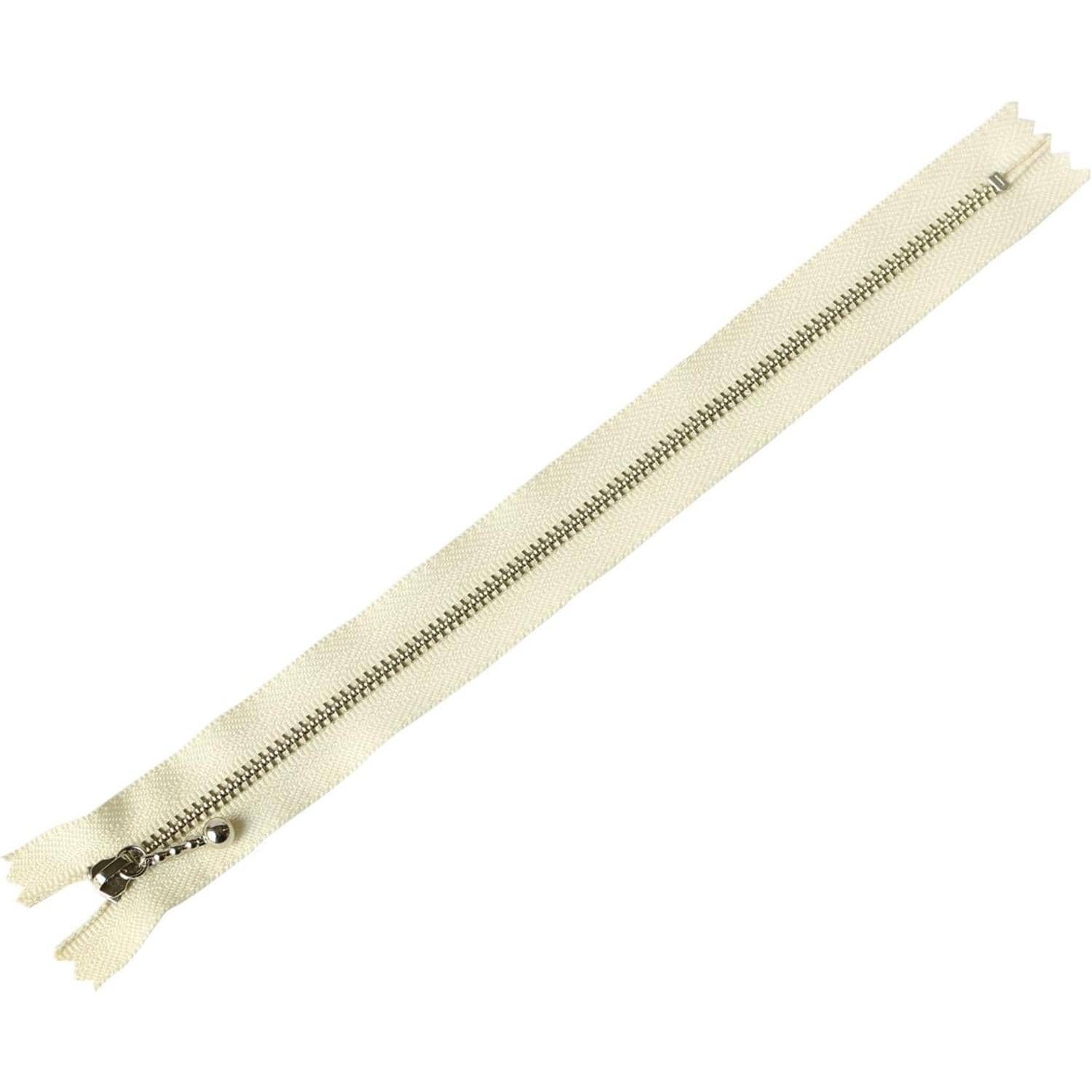 日本紐釦貿易 Y.K.K 玉付きファスナー ニッケル 生成 25cm 同色10本 3N25-801 (ご注文単位1束)【直送品】