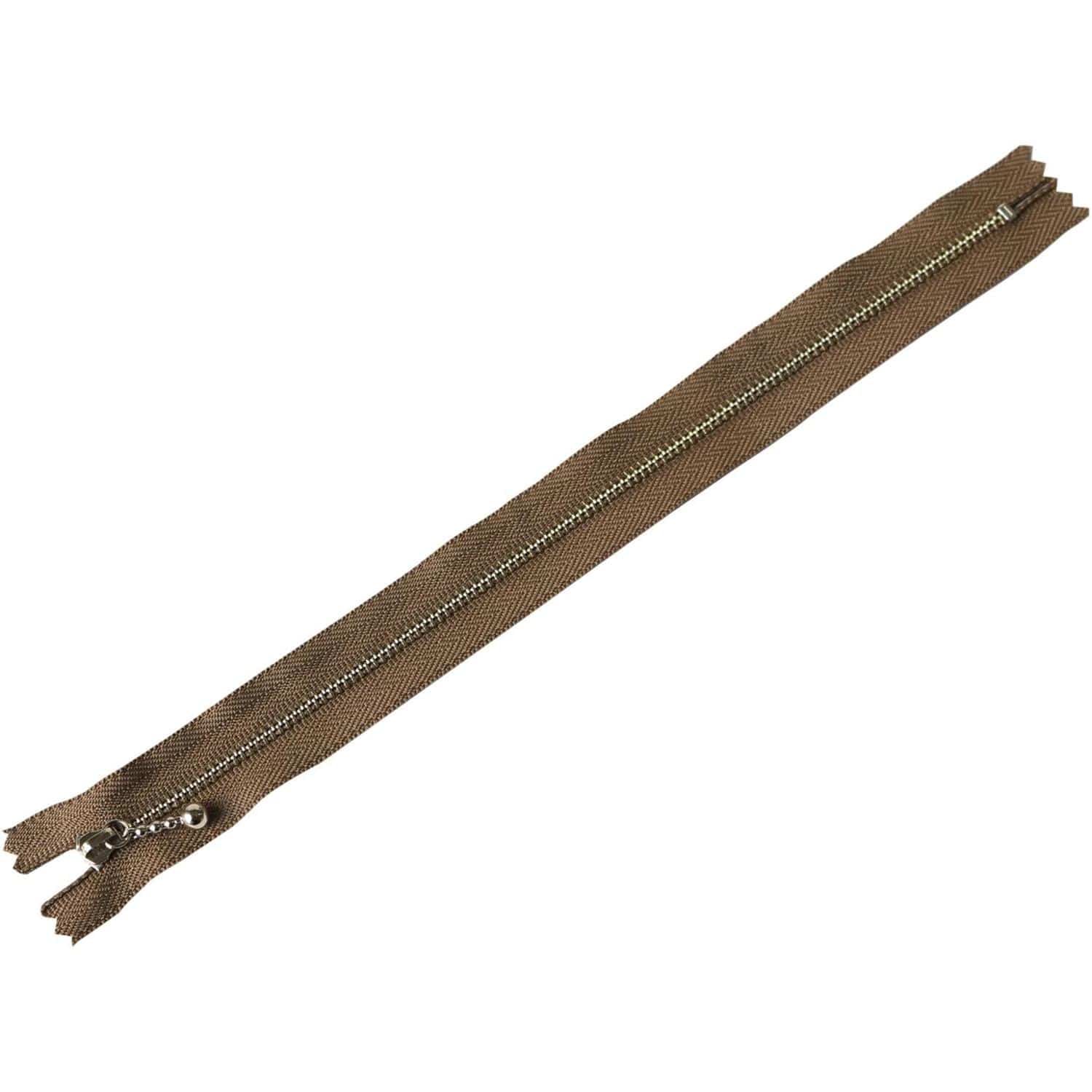 日本紐釦貿易 Y.K.K 玉付きファスナー ニッケル 薄茶 25cm 同色10本 3N25-563 (ご注文単位1束)【直送品】