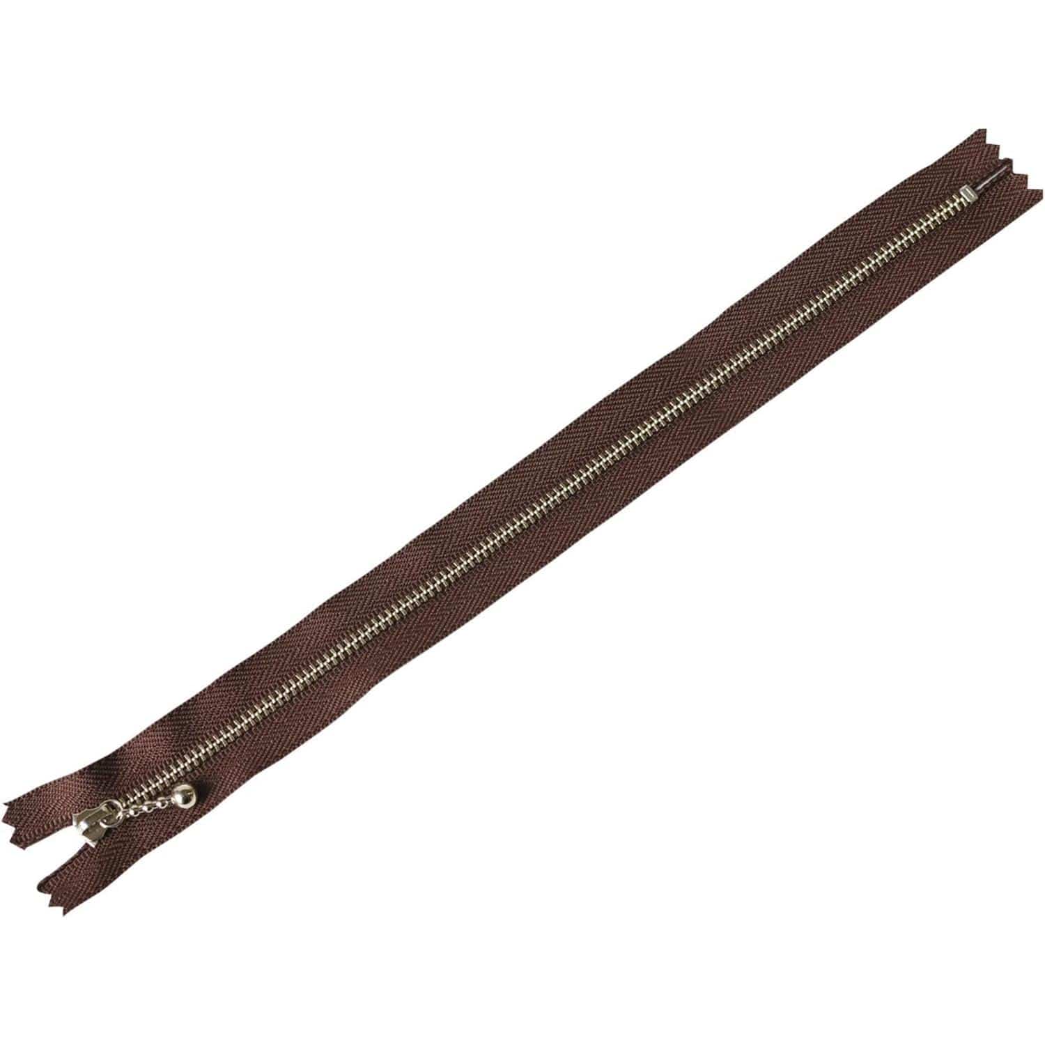 日本紐釦貿易 Y.K.K 玉付きファスナー ニッケル 焦げ茶 25cm 同色10本 3N25-570 (ご注文単位1束)【直送品】