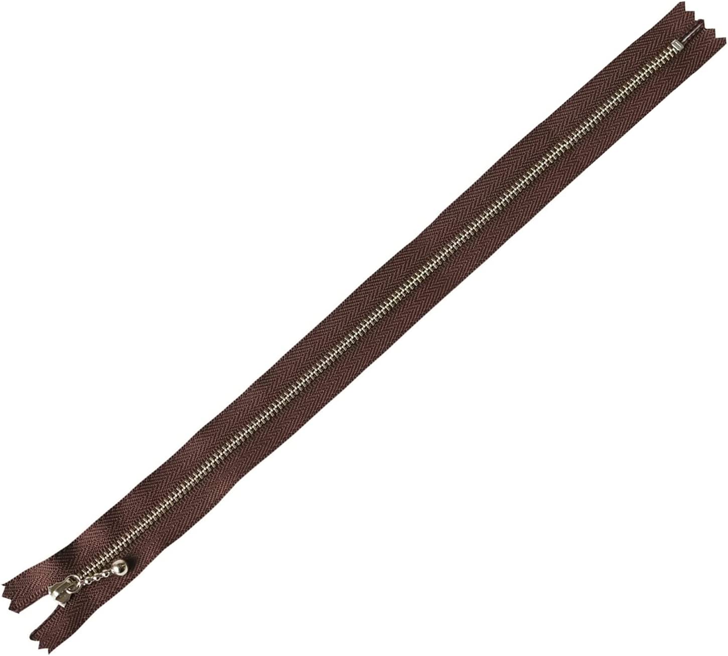 日本紐釦貿易 Y.K.K 玉付きファスナーシルバー 30cm col.563 薄茶 10本入り 3N30-563 (ご注文単位1束)【直送品】